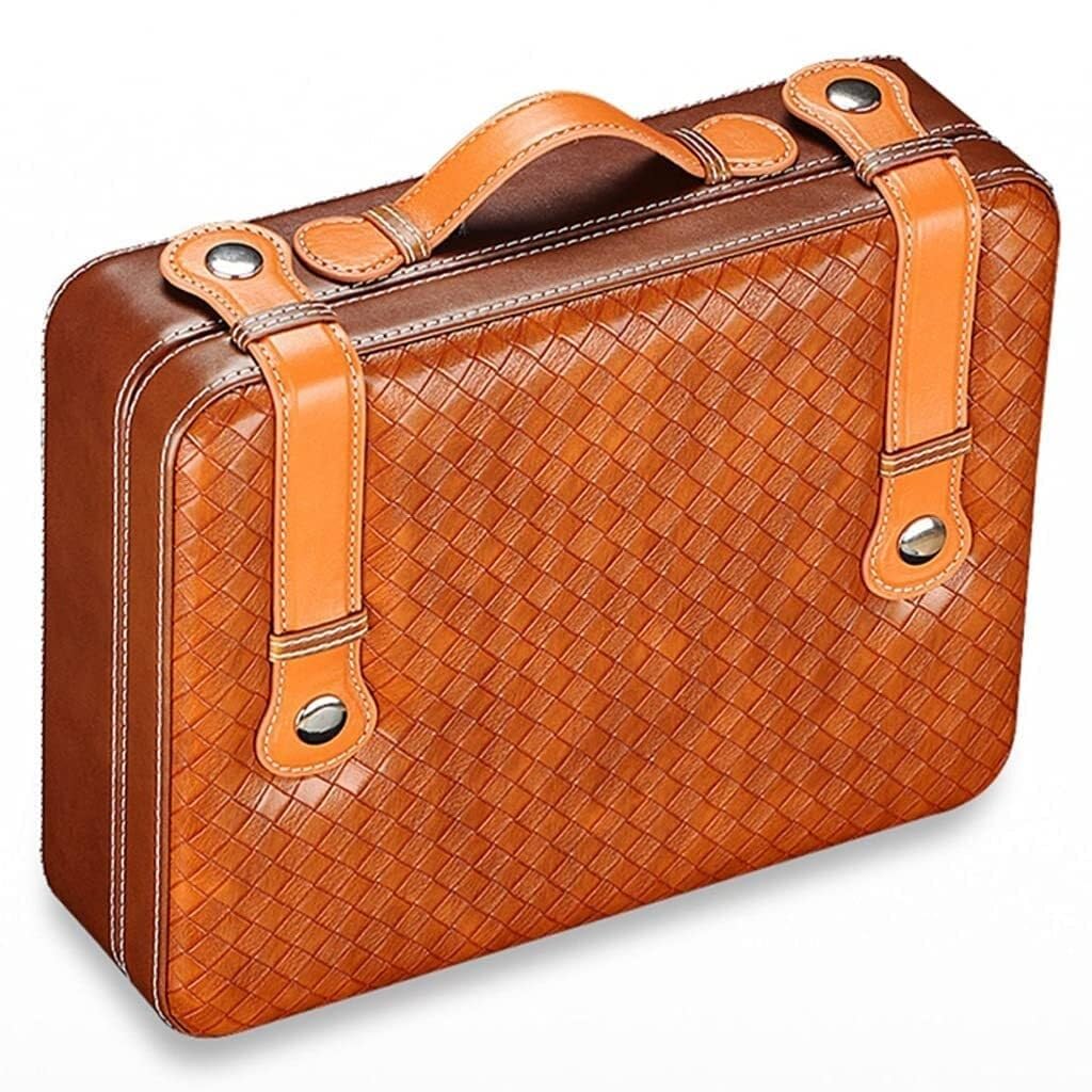Travel Cigar Humidor Box with Hygrometer Humidifier PU Leather Cover for 16-25 Cigars Cedarwood Storage Cigar Case Container
