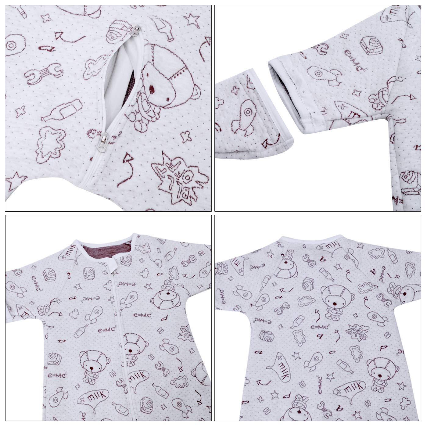 Happy Cherry - Mamelucos Enteros de Algodón para Bebé con Estampado Lindo Pijamas Transpible para Chicos con Estampado Lindo Caliente Invierno Otoño 1-2.5Tog - 3-5 Años