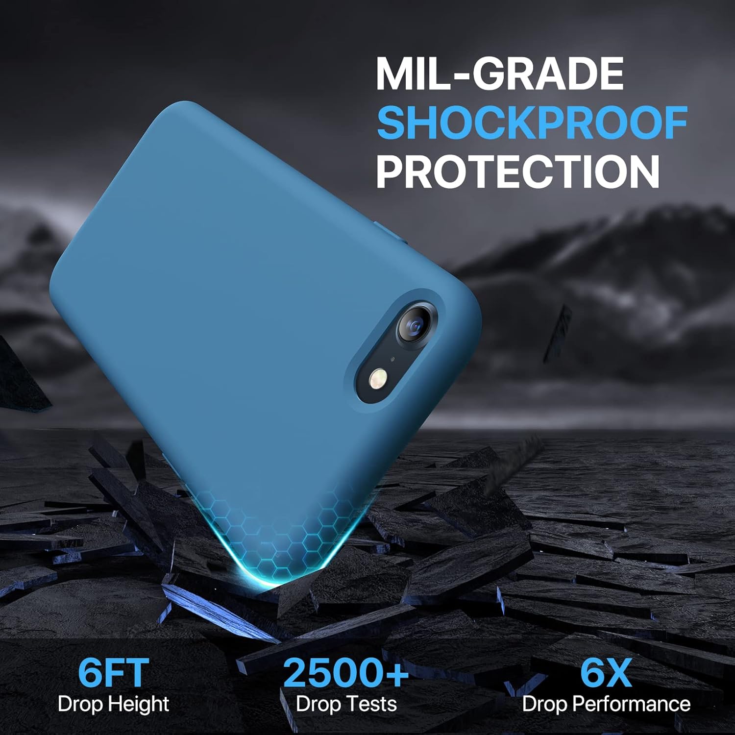 Miracase Ultra Slim Designed for iPhone SE Case 2022(3rd Gen)/iPhone SE 2020 Case(2nd Gen)/iPhone 7 Case/iPhone 8 Case with Screen Protector, Multi-Color Silicone Shockproof Phone Case(Capri Blue) image 8 of 8 B09V13W1CC