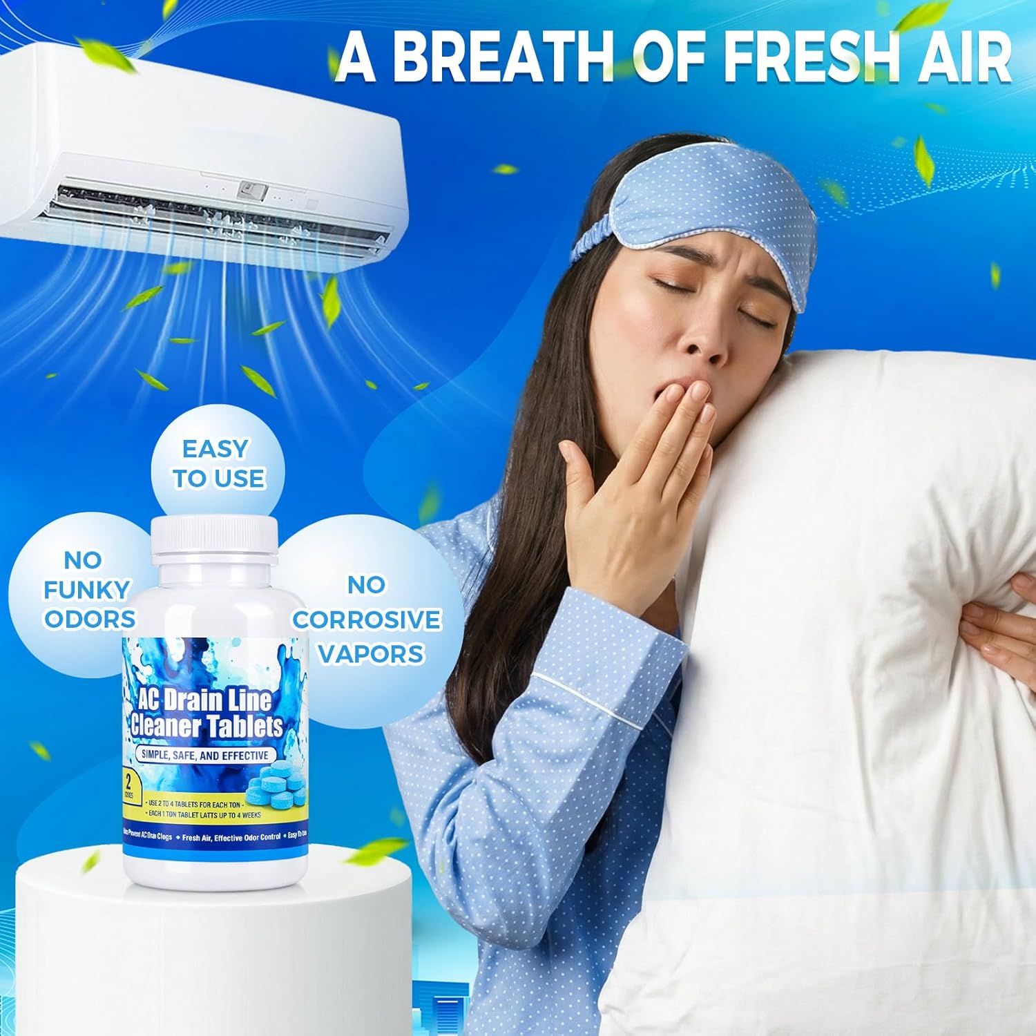 Loopeer 200 Ac Drain Line Tablets Cleaner, Fast Acting Prevents Overflow HVAC Drain Pan Clean for HVAC, Window Units, Mini-splits, Dehumidifiers and Refrigerators System Maintenance