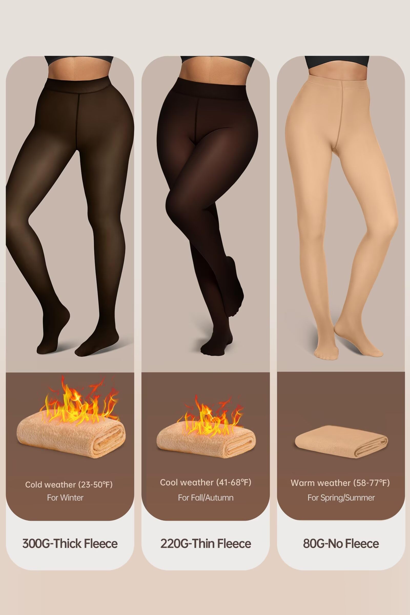 Vertvie Collant foderati in pile per le donne collant termici finti traslucidi invernali caldi collant a vita alta leggings spessi