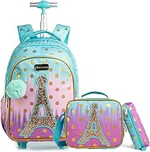 Mochilas rodantes Egchescebo para niñas, mochila de equipaje con ruedas