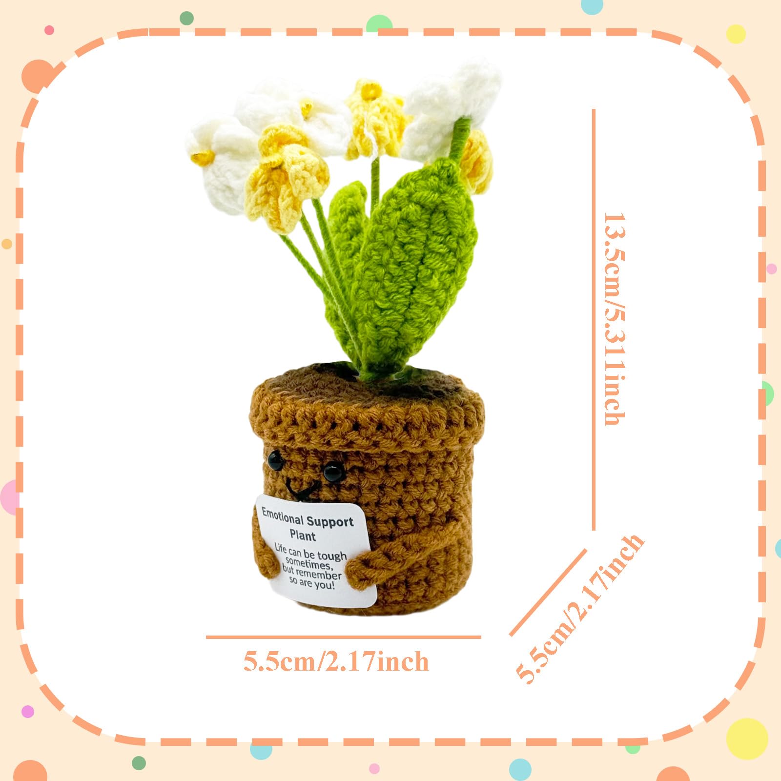 JVHLOV Emotional Support Gradient Yellow & White Forget-Me-Not Crochet Plant - Image 3