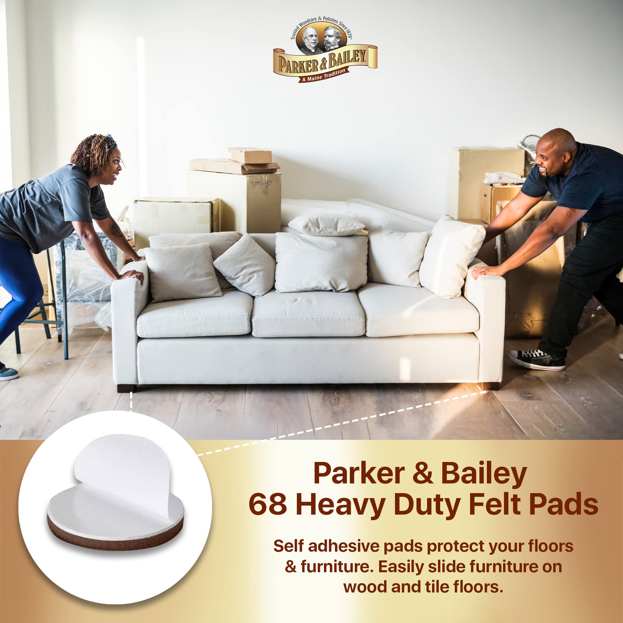 Parker & Bailey Juego de 8 Almohadillas de Fieltro para Muebles, Protectores de arañazos de Suelo de Madera Dura con Accesorio de Taza de plástico para Ajuste Parker & Bailey Juego de 8 Almohadillas de Fieltro para Muebles, Protectores de arañazos de Suelo de Madera Dura con Accesorio de Taza de plástico para Ajuste