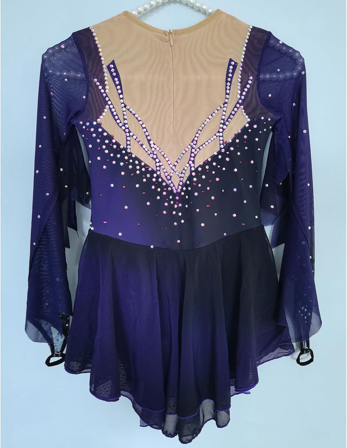 Women's Purple Long-Sleeved Figure Skating Dress for Figure Skaters with Stunning Design