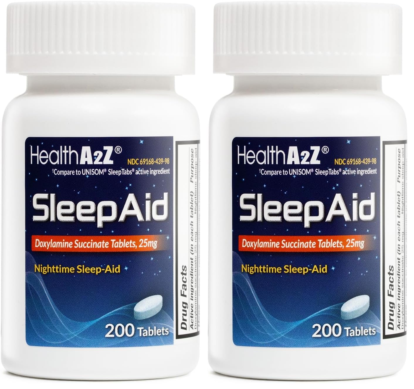 HealthA2Z® Sleep Aid | Doxylamine Succinate 25mg | (200 Counts (Pack of 2))