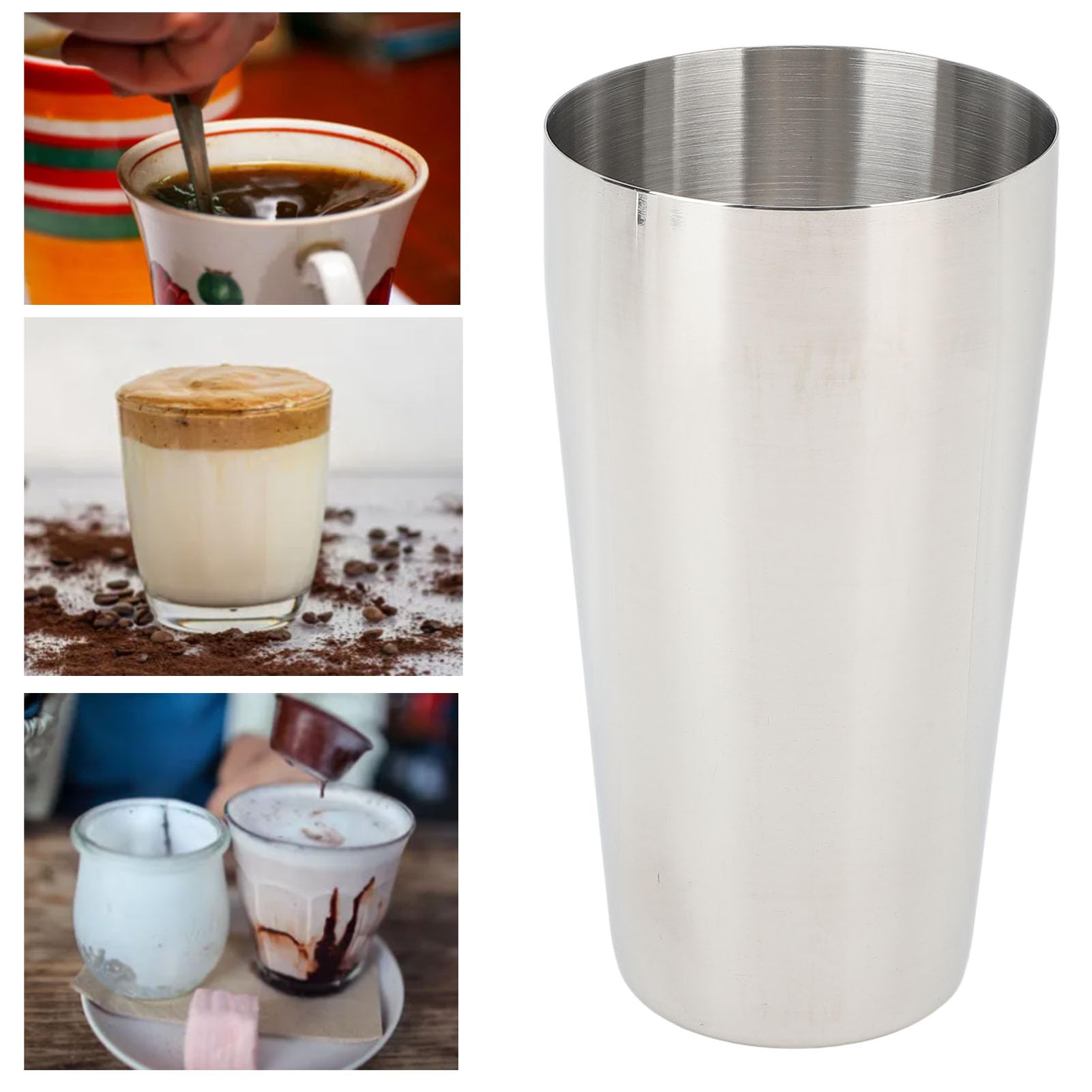 Milkshake Mixing Cup, Stainless Steel Malt Milkshake Mixing Cup 750ml Rust Proof Portable Bars Shaker Cup for Ice Cream Fruit Salad