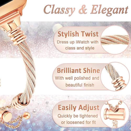 Miniatura 3 de Dilando Correa de acero inoxidable compatible con Apple Watch de 1.732 in1.772 in1.929 in Ultra1.654 in Series 987, pulsera delgada y elegante de