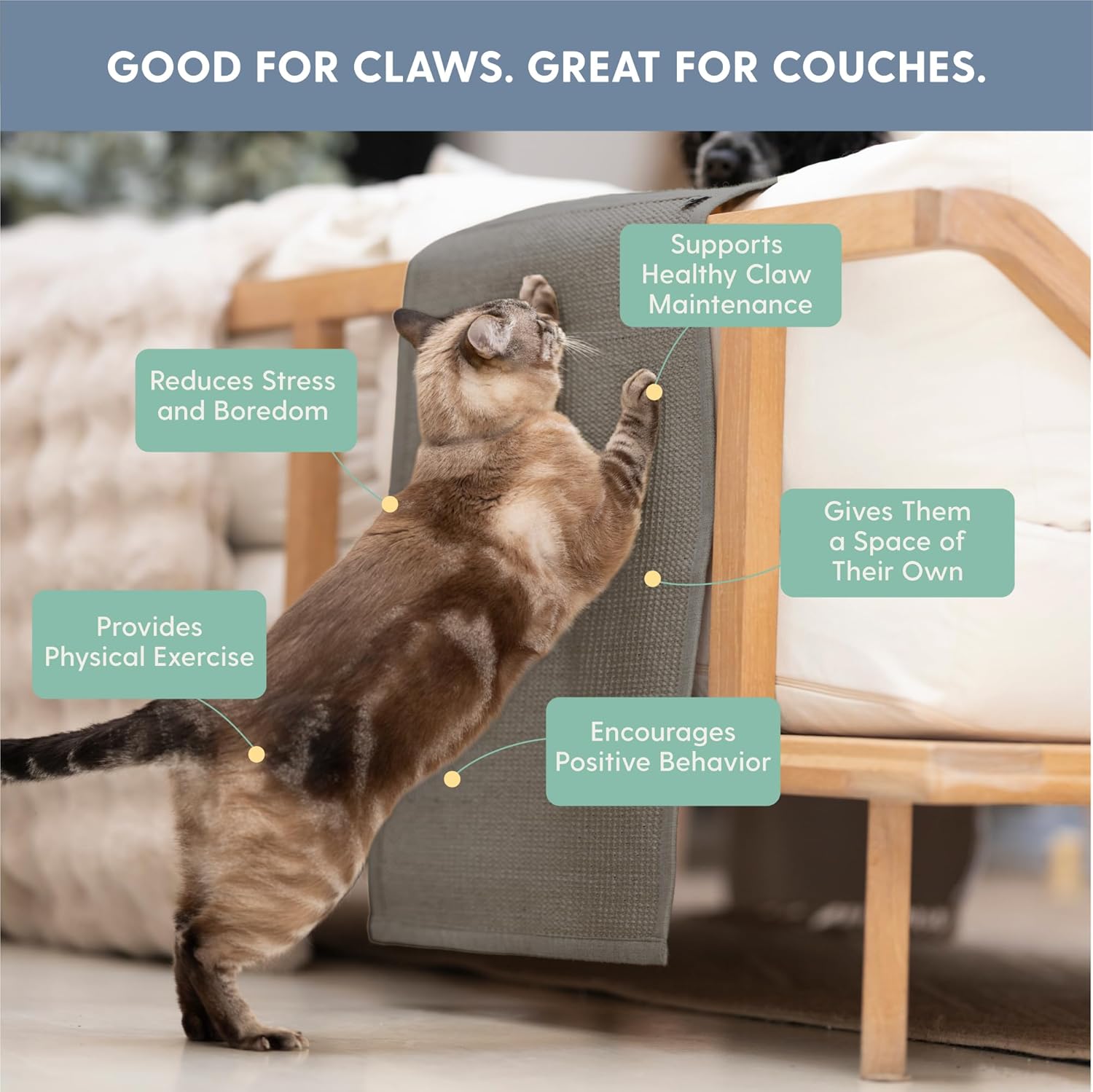 The Cat Ladies Cat Scratch Furniture Protector - 2-in-1 Side Anti Scratch Couch Protector - Adjustable Furniture Protectors from Cats Scratching - Sisal Couch Corner Guard Scratcher - Grey