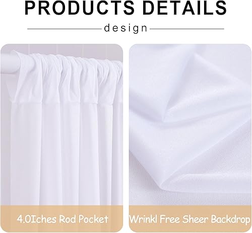 Miniatura 2 de Cortina de telón de fondo de tul champán de 20 x 10 pies con cadena de luz para baby shower, fiesta de cumpleaños, boda, arco, sala de estar,