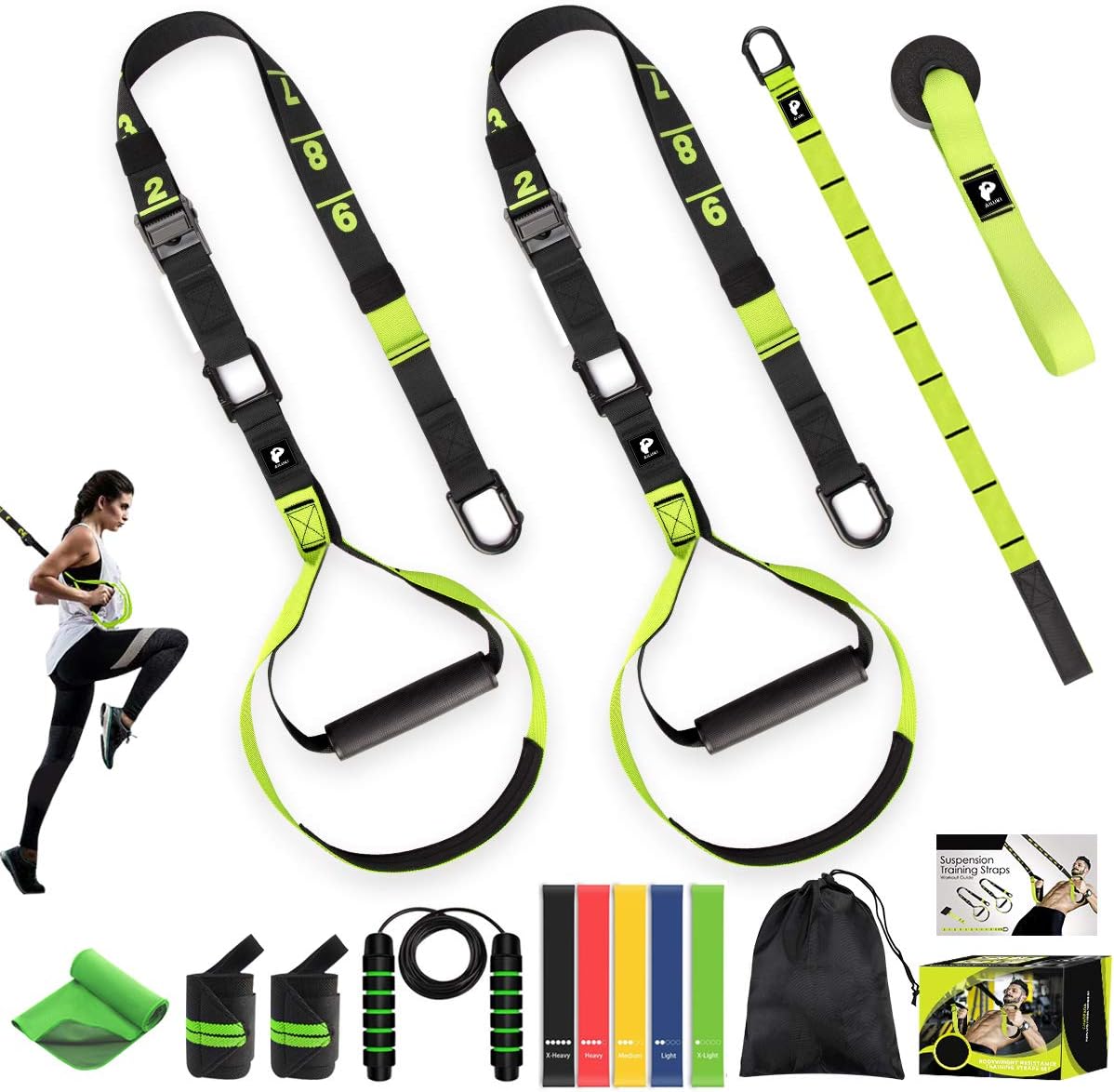 AILUKI Sling Trainer Set with Door Anchor Resistance Strap Kit Adjustable Fitness Straps Home Suspension Resistance Trainer Training Straps Suitable for Training