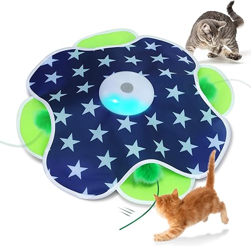 Miniatura 1 de Juguetes interactivos para gatos, pluma móvil automática oculta en la alfombra, juguetes para gatos activados por movimiento con mouse chirriante,