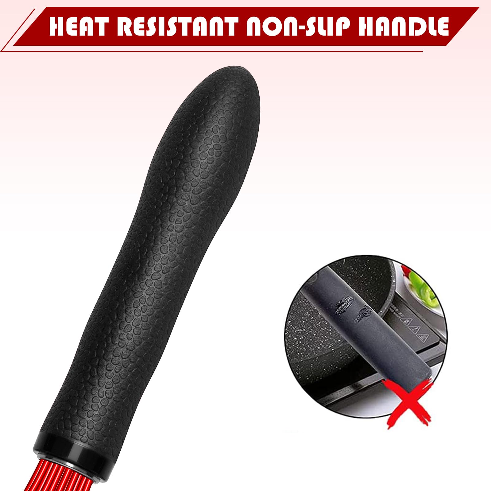 Frusta in silicone in acciaio inossidabile resistente al calore, antigraffio, utensile da cucina per frullare, sbattere, schiumare, mescolare, 27 cm, nero