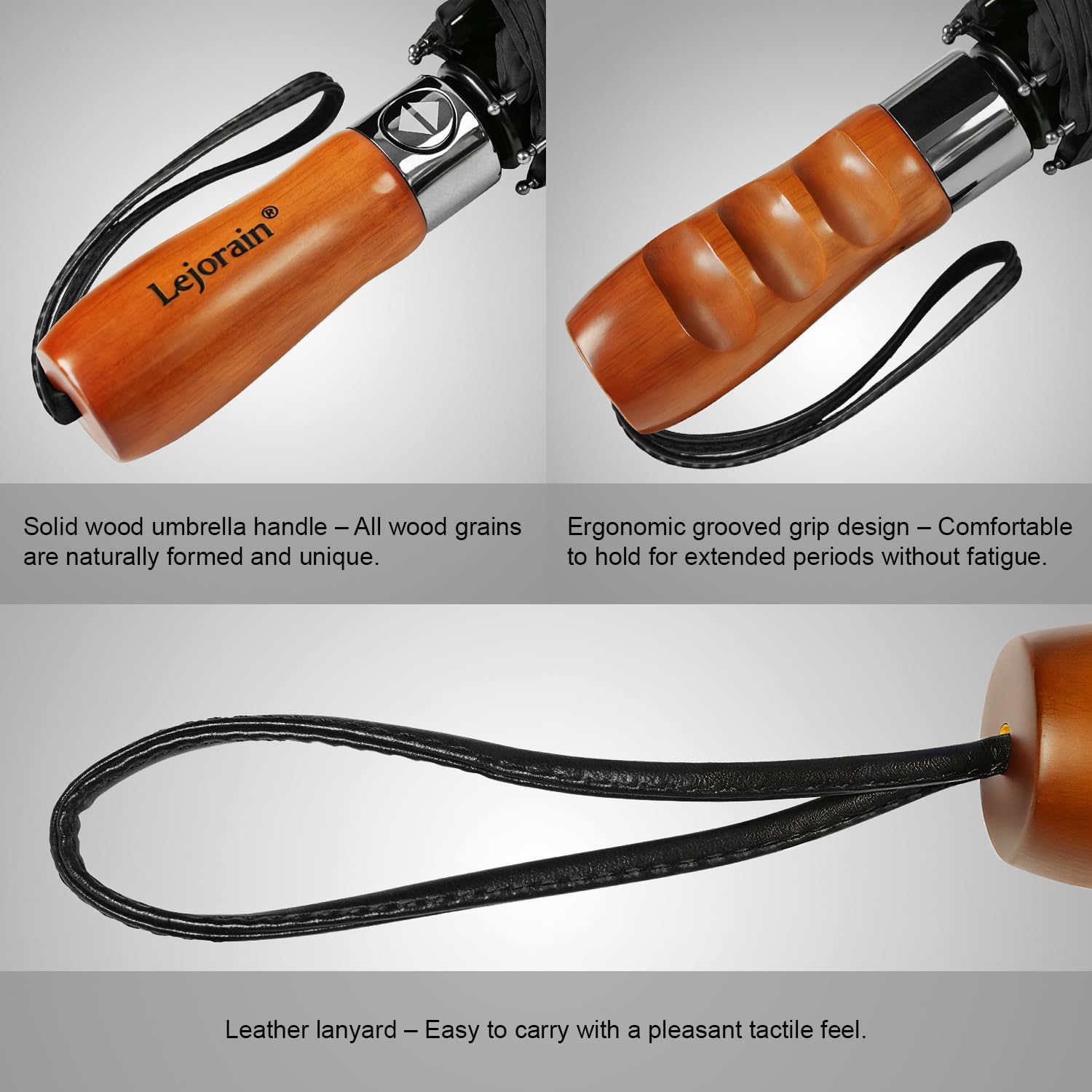 Lejorain Large Folding Golf Umbrella - Compact Mens Umbrellas Travel Rain and Windproof 54inch Collapsible Automatic Open Close Umbrella 210T Teflon Vented Double Canopy - Image 5