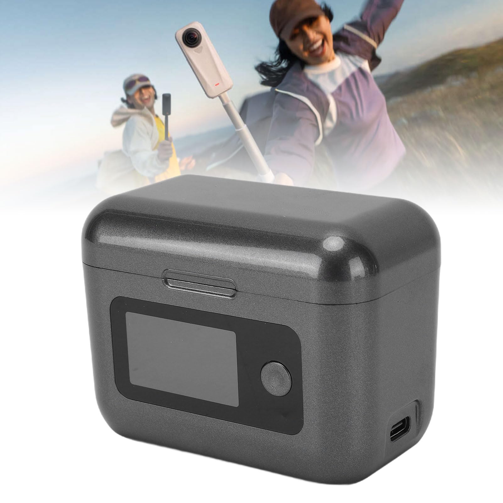 Jectse Zestaw ładowarek do Akumulatorów Aparatu 360 X4 Air, 2 Akumulatory Zamienne 2050 MAh z Wyświetlaczem LCD i Futerałami do Przechowywania, Aparatu 360 X4 Air