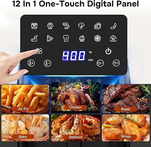 Miniatura 4 de Simple Deluxe Freidora de aire 12 en 1 de 8.5 cuartos de galón, freidora de aire preestablecida digital, con cesta antiadherente y apta para