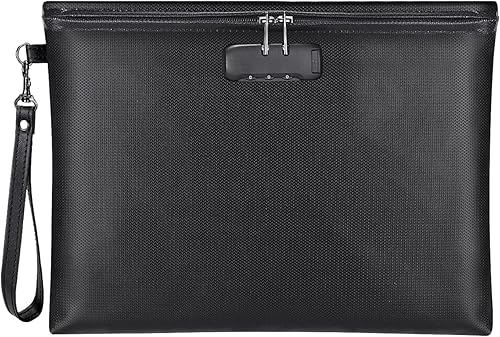 Miniatura 8 de Bolsa de dinero ignífuga con cerradura, bolsa impermeable con aislamiento térmico de 5200 F, (11 x 7 pulgadas), 8 capas de materiales funcionales,