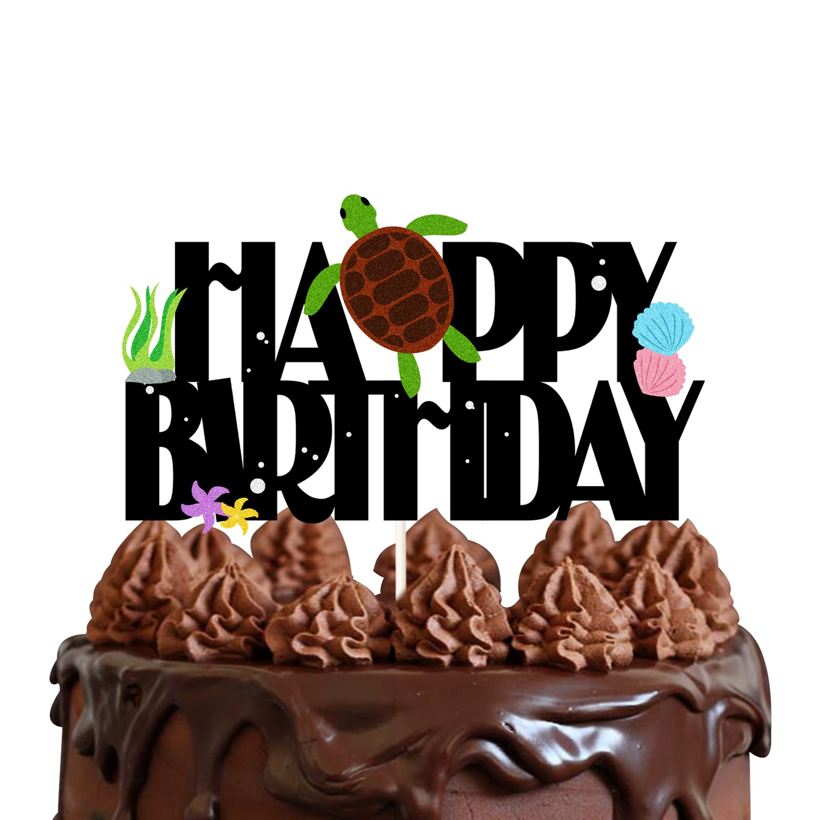 Buy Black Glitter Sea Turtle Happy Birthday Cake Topper,Turtle Marine