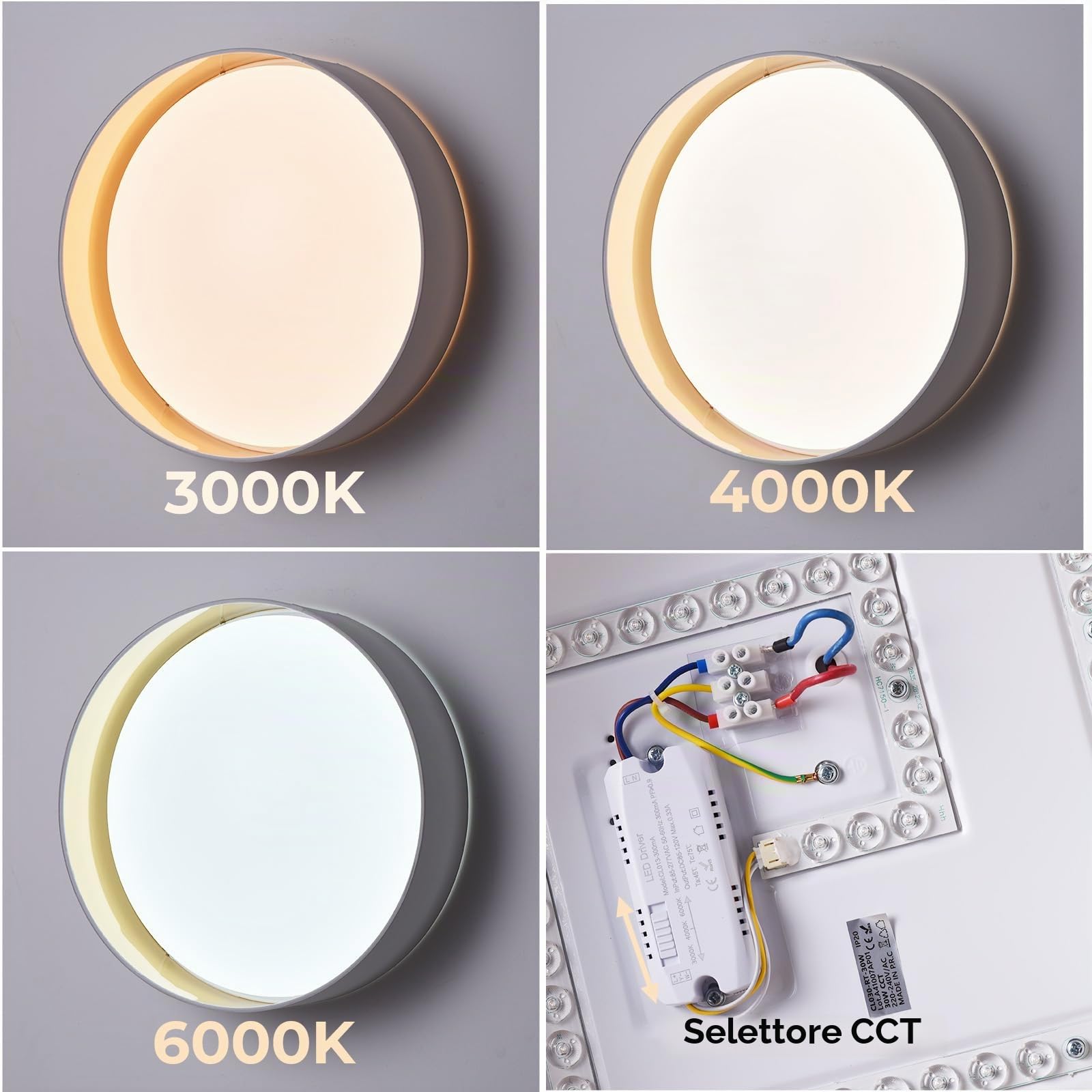 Alpinaluz Plafoniera LED da Soffitto Ø40 cm 30W Schermo Tessile Bianco con Interno Dorato Riflettente Luce Regolabile CCT 3000K/4000K/6000K Design Elegante per Soggiorno Camera