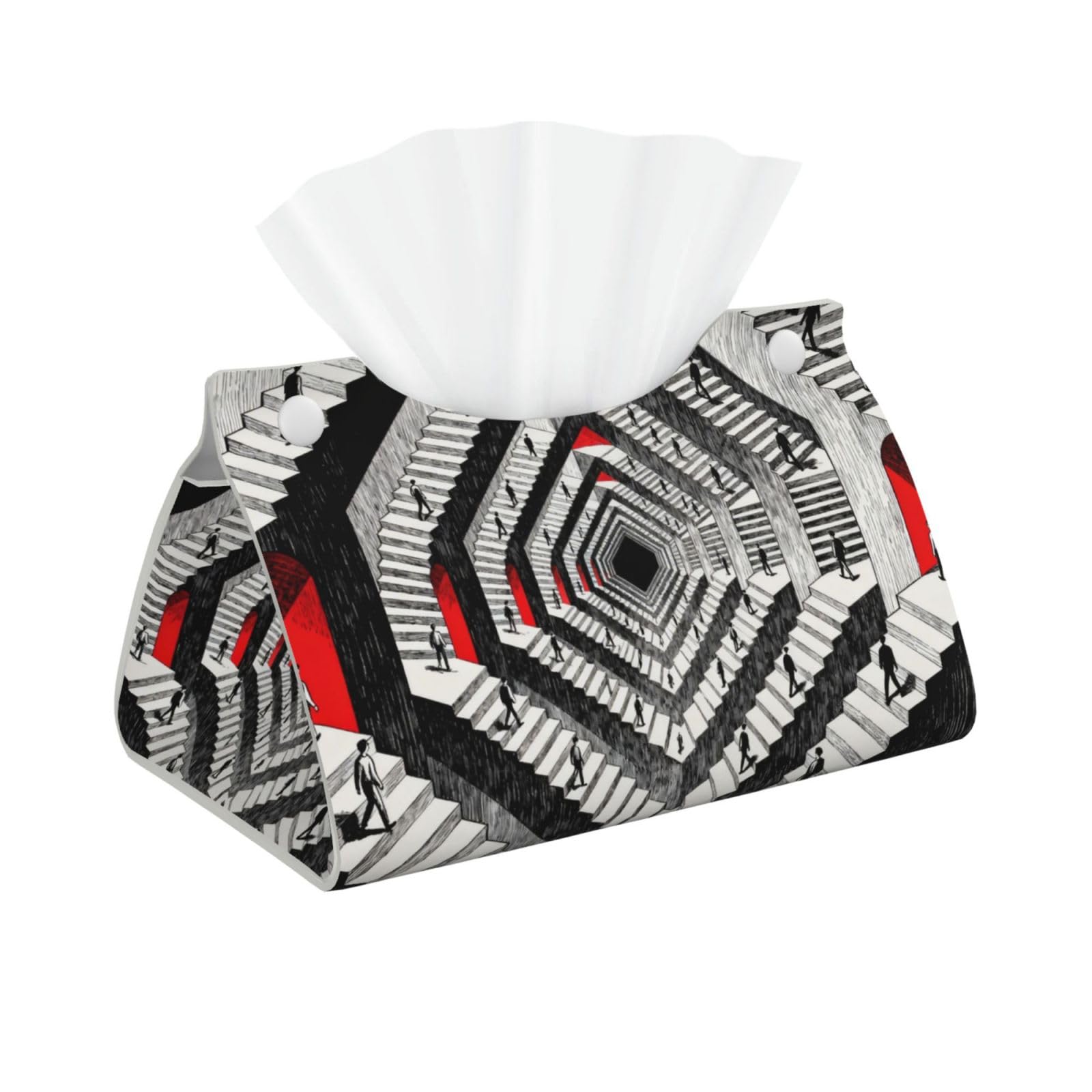 Circular staircase Long Leather Tissue Box Cover-Waterproof PU Leather Tissue Holder for Bathroom, Decorative Rectangular Tissue Case