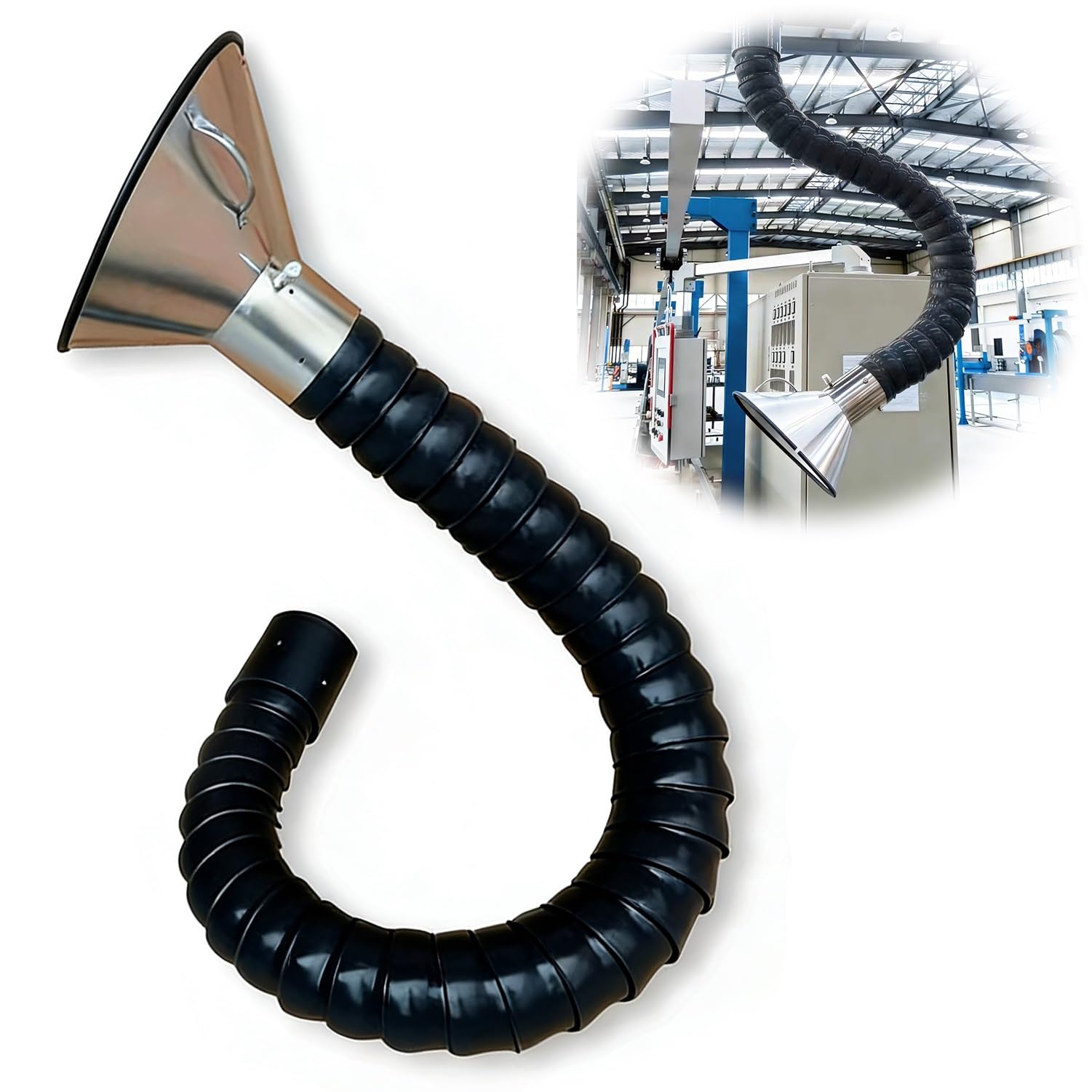 Tuyau de collecte industriel et bras d'extraction de fumées pliable pour ventilation haute température