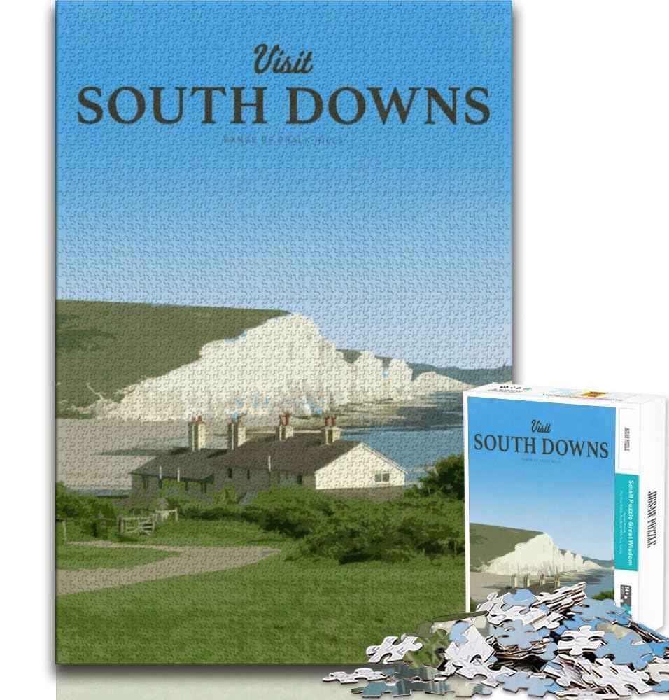 Visit South Downs Puzzles for Adults 1000 Pieces,Staycation Kill Time Every Piece Is Unique - Challenging Family Fun Game 38x26cm
