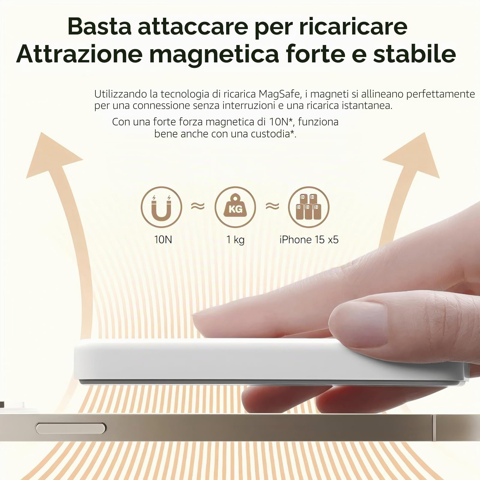 Xiaomi Magnetic Power Bank 5000 mAh GL, ricarica magnetica rapida da 7,5 W max, attrazione magnetica 10N, 1 porta di uscita, costruita con sicurezza, sicura da trasportare in aereo