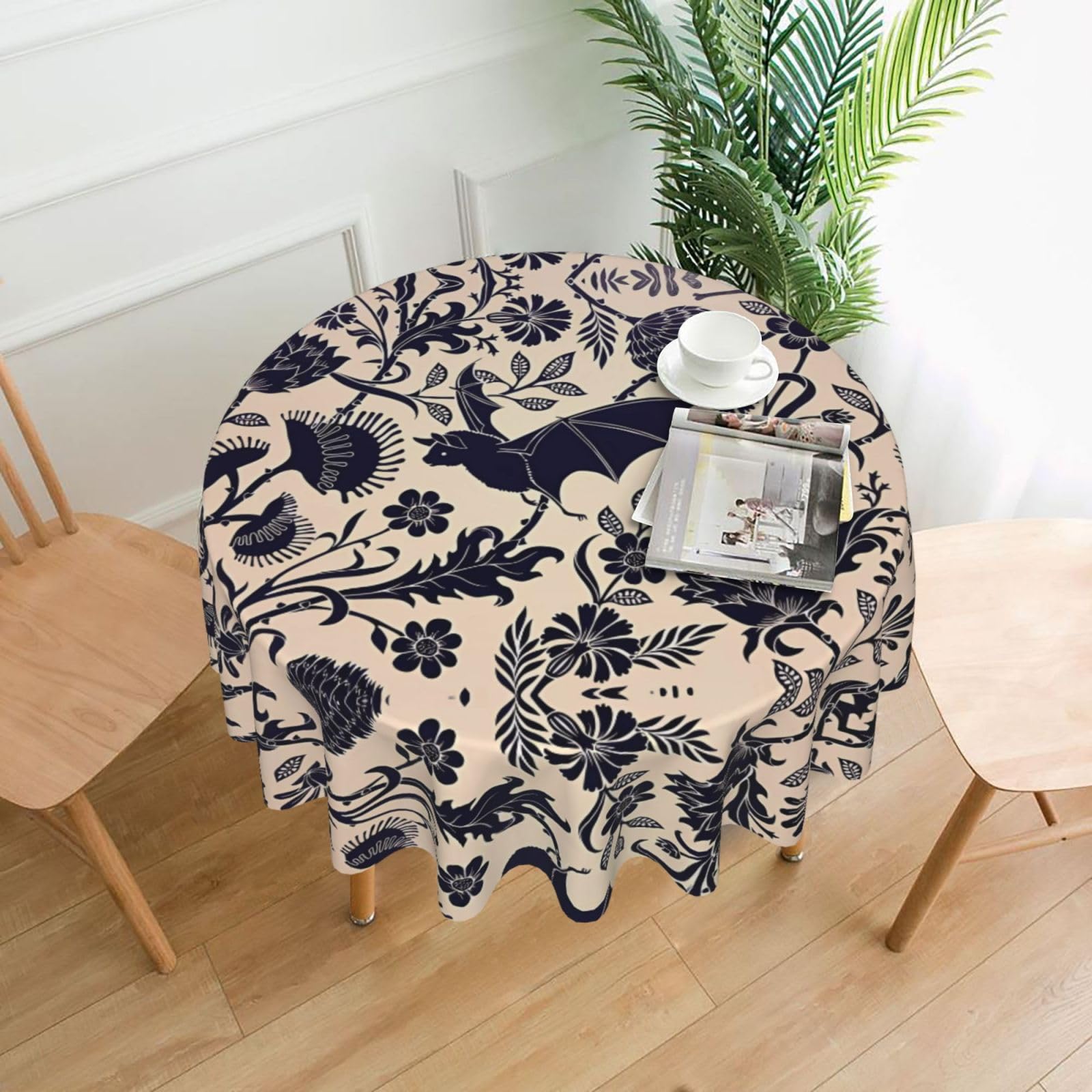 WHJSSF Bat Print Prints Round Decorative Tablecloth 60in - Elevate Your Dining Experience with a Stylish & Protective Table Throw