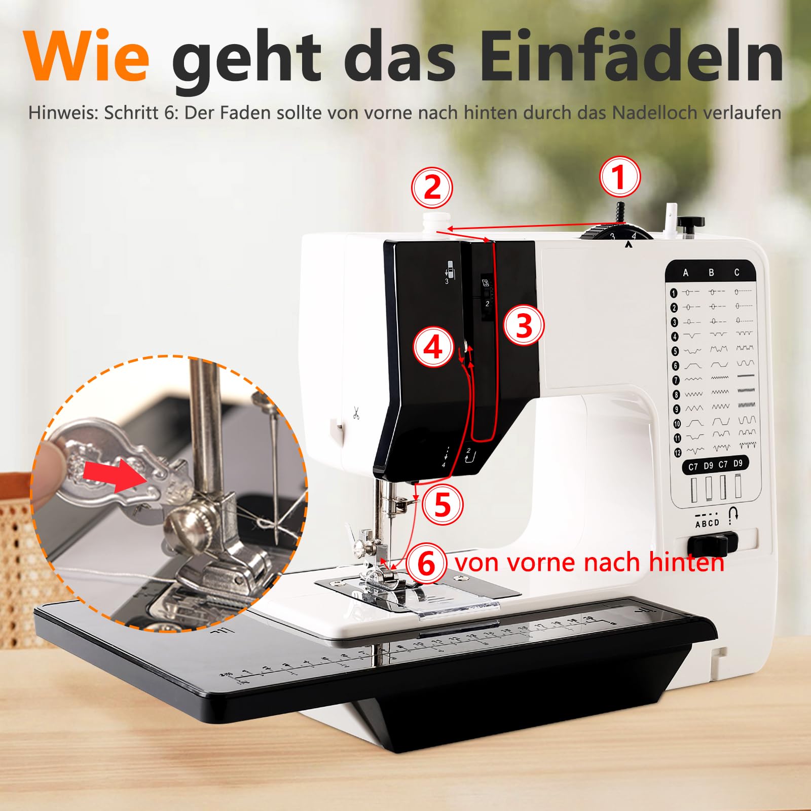 Nähmaschine für Anfänger, 38 Stichprogrammen Elektrische Nähmaschine, Tragbare Sewing Machine Mini mit Einstellbarer Geschwindigkeit mit Fußpedal & Nähset mit Verlängerungstisch