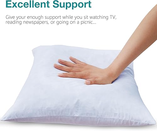 Miniatura 5 de KAKABELL Juego de 2 rellenos de almohada impermeables de 20 x 20 pulgadas, rellenos de plumas para sofá, con funda de algodón 100%, almohadas