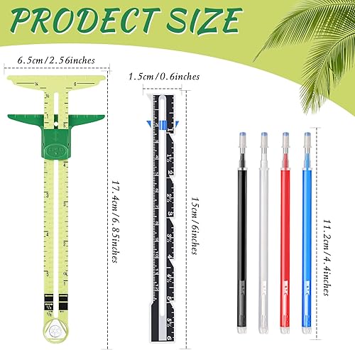 Miniatura 2 de Herramienta de medición de calibre deslizante en forma de T, herramienta de costura 5 en 1, regla de medición de costura, regla de costura de tela,