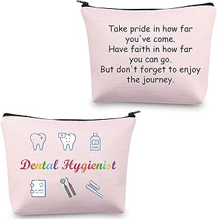 Dental Hygienist Gifts for Women Dental Hygienist Makeup Bag Dental Hygienist Gifts Graduation Cosmetic Pouch Travel Bag Accessories (Dental Hygienist Bag fluorescent pink)