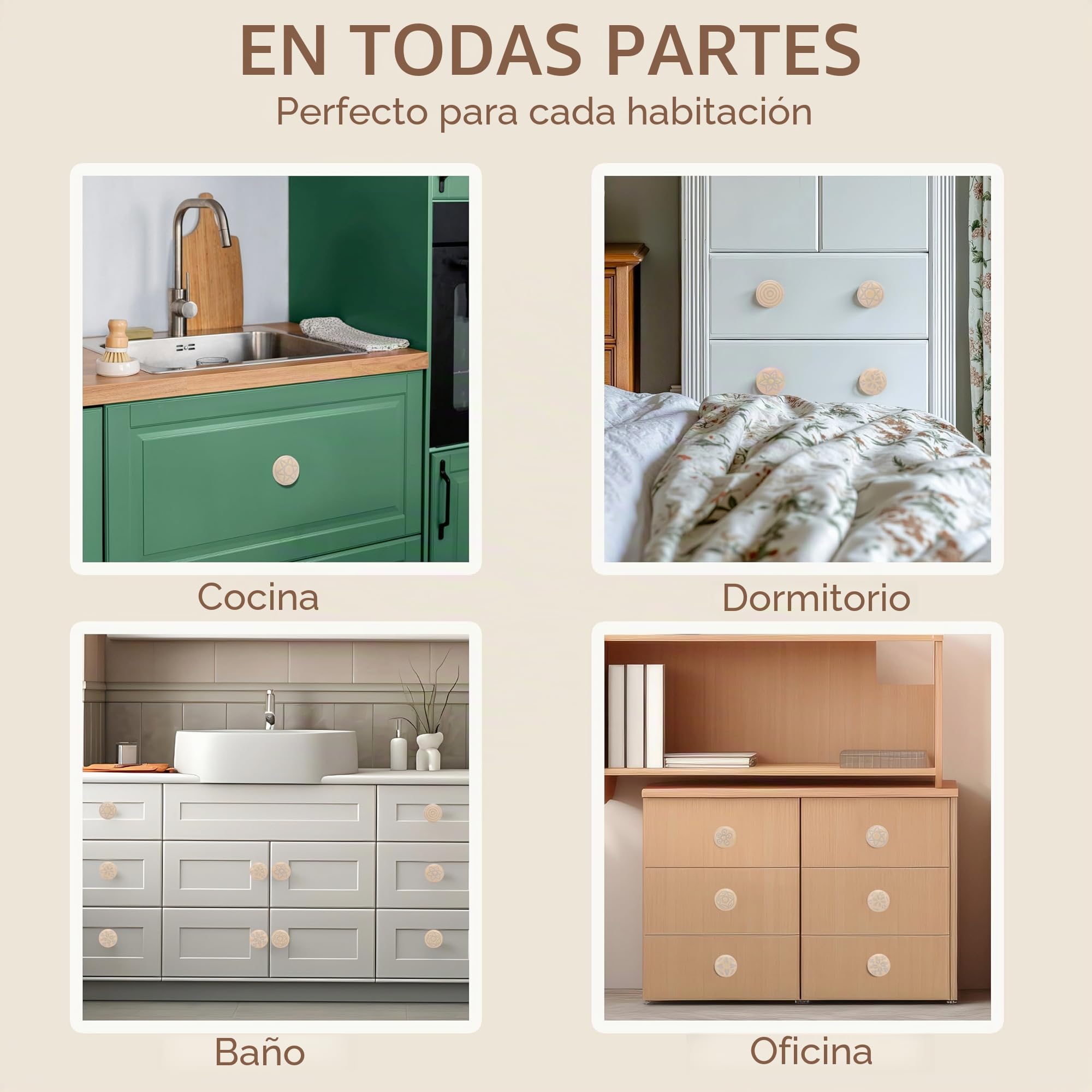 Ajuny Juego de 20 Pomos de Cerámica Amarillo Claro para Tocadores, Cajones y Armarios, Tiradores Decorativos Hechos a Mano para Muebles de Cocina, Baño y Dormitorio