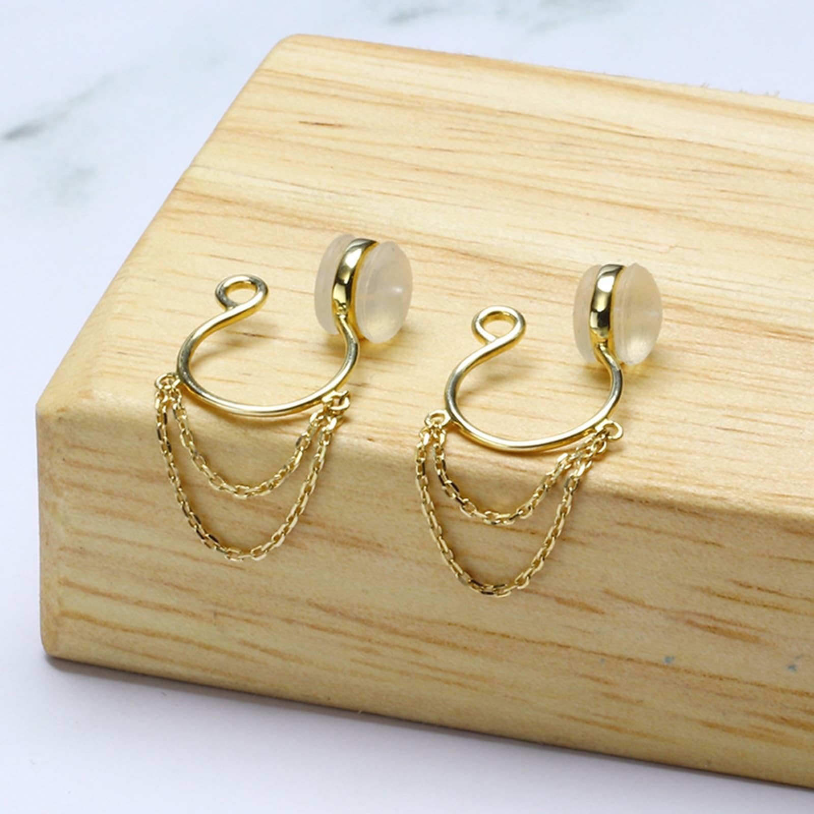 KnSam Pendientes de oro amarillo de 18 quilates, joyas de oro auténtico, clip de oreja, Au 750, pendientes boho para mujer, oro, Oro amarillo de 18 quilates, Sin circonita