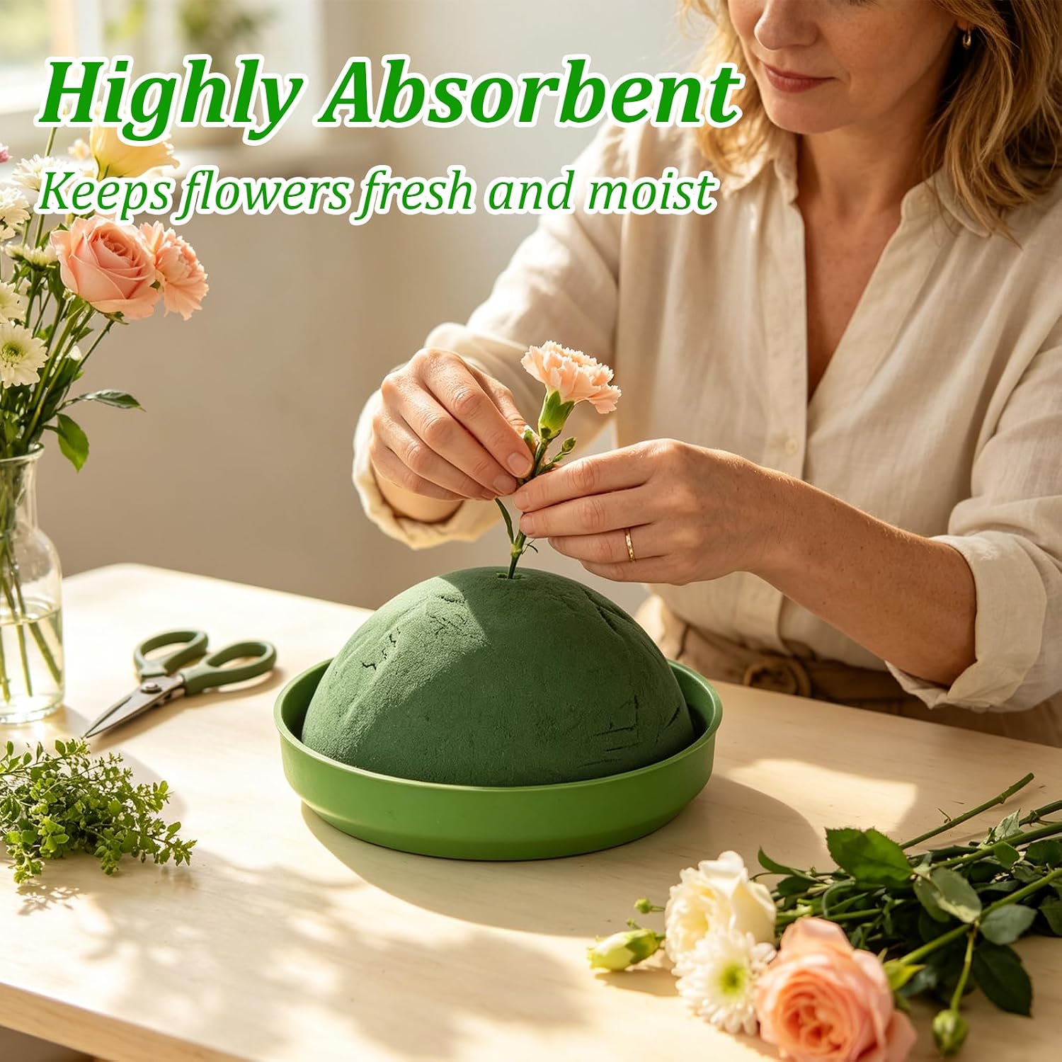 LOYORTY 6 Sets Floral Foam Half Balls with Bowl, 5.5 x 2.7 Inch, Dry/Wet