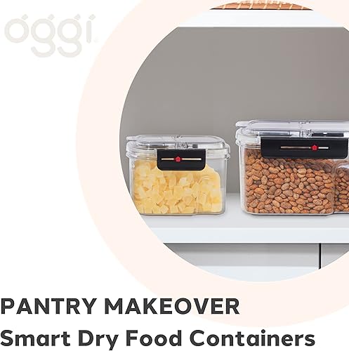 Miniatura 4 de Oggi Easi Grip - Contenedor de almacenamiento a prueba de humedad de 23 onzas, recipiente sellable sin BPA, tapa de vertido abatible, recordatorio