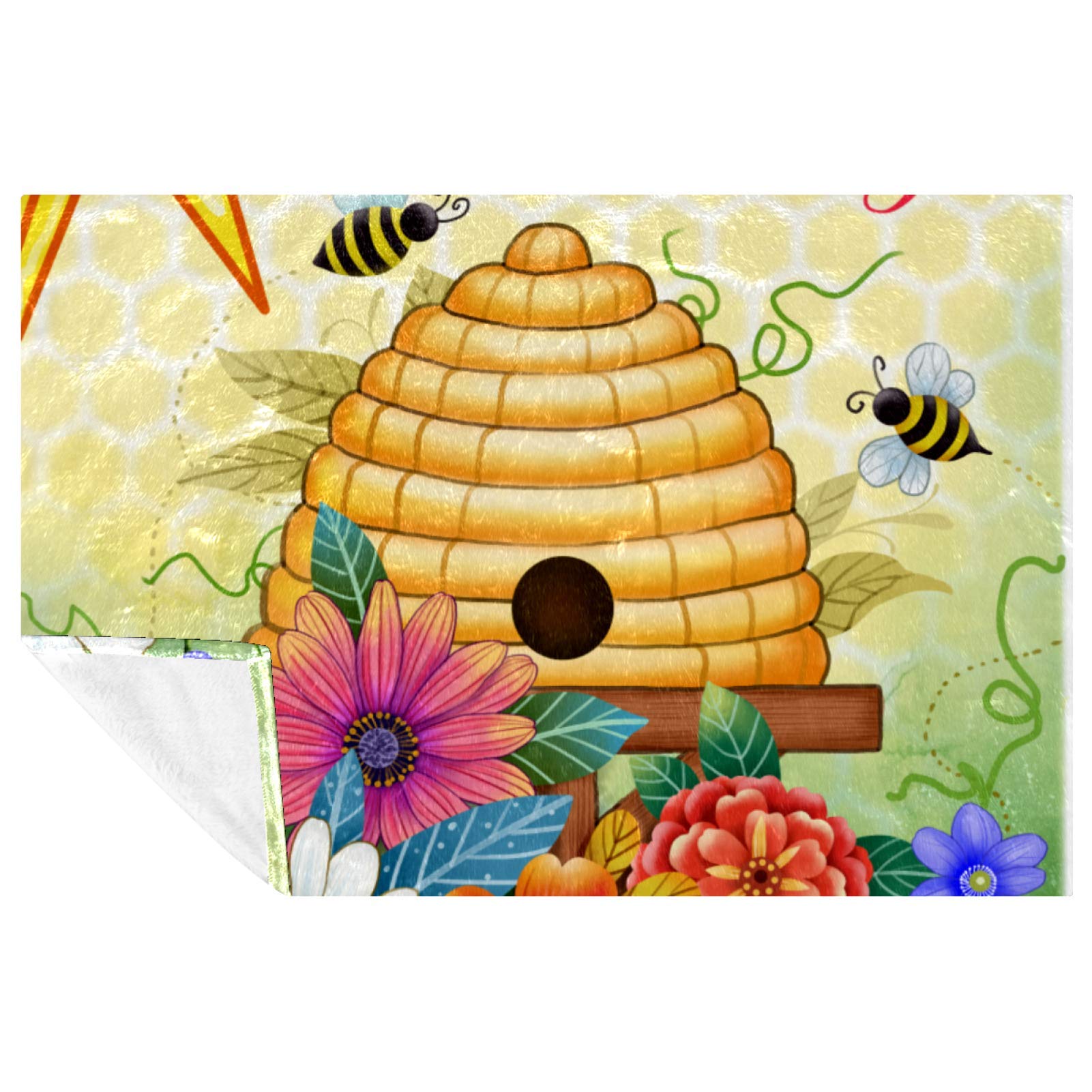 Couverture douce Happy Bee plaid chaud anti-froid canapé lit pique-nique