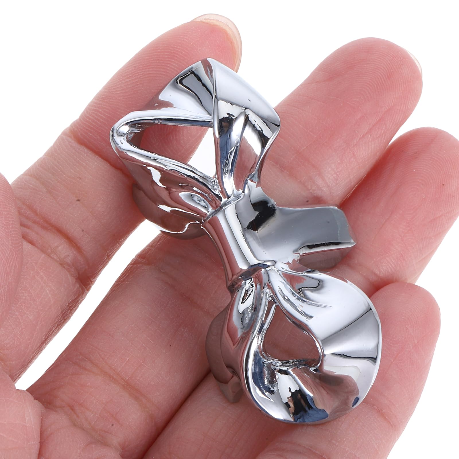 Angoily Silver Bow Handle 1.89 Inch Single Hole Drawer Pulls Vintage Bow Knobs for Dressers Cabinets Wardrobes Decorative Hardware for Home Office Furniture DIY - Image 4