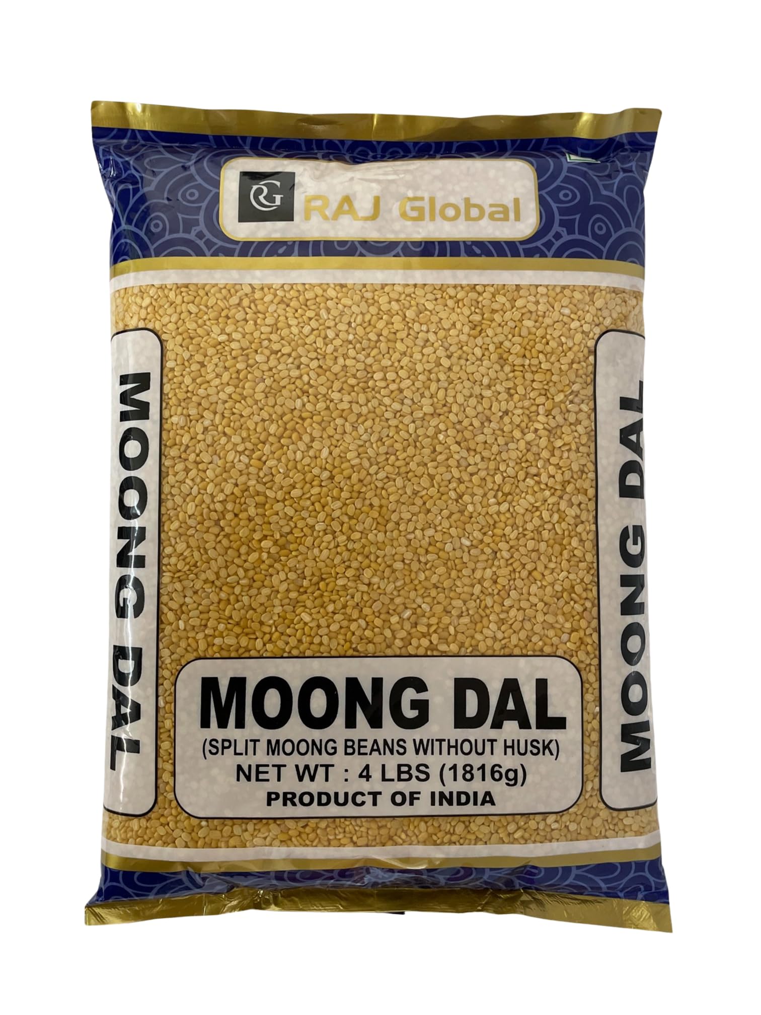 RAJ GlobalMoong Dal (Split Mung Beans Without Husk) Lentils Indian 64oz (4lbs) 1.81kg Bulk — All Natural | Gluten Friendly | Vegan | Non-GMO