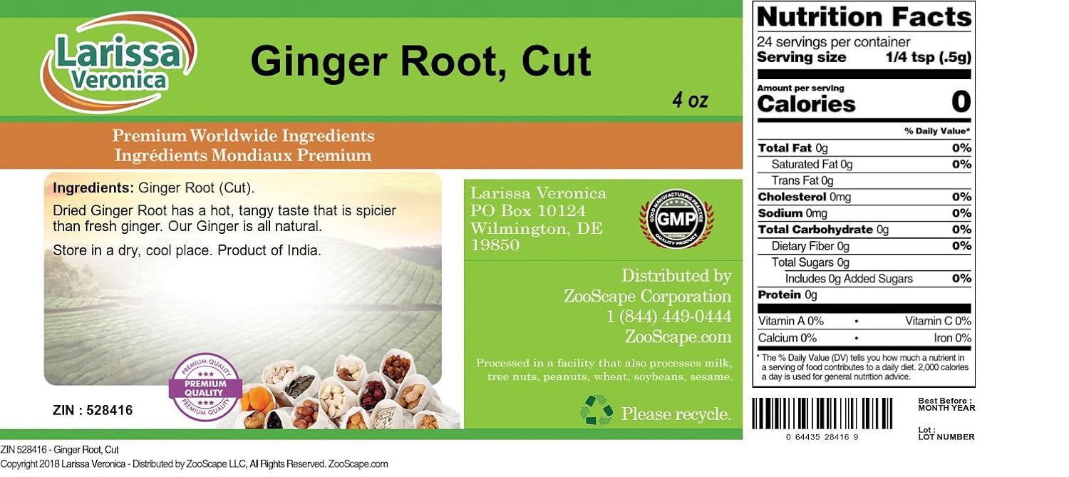 Ginger Root, Cut (4 oz, ZIN: 528416) - 3 Pack