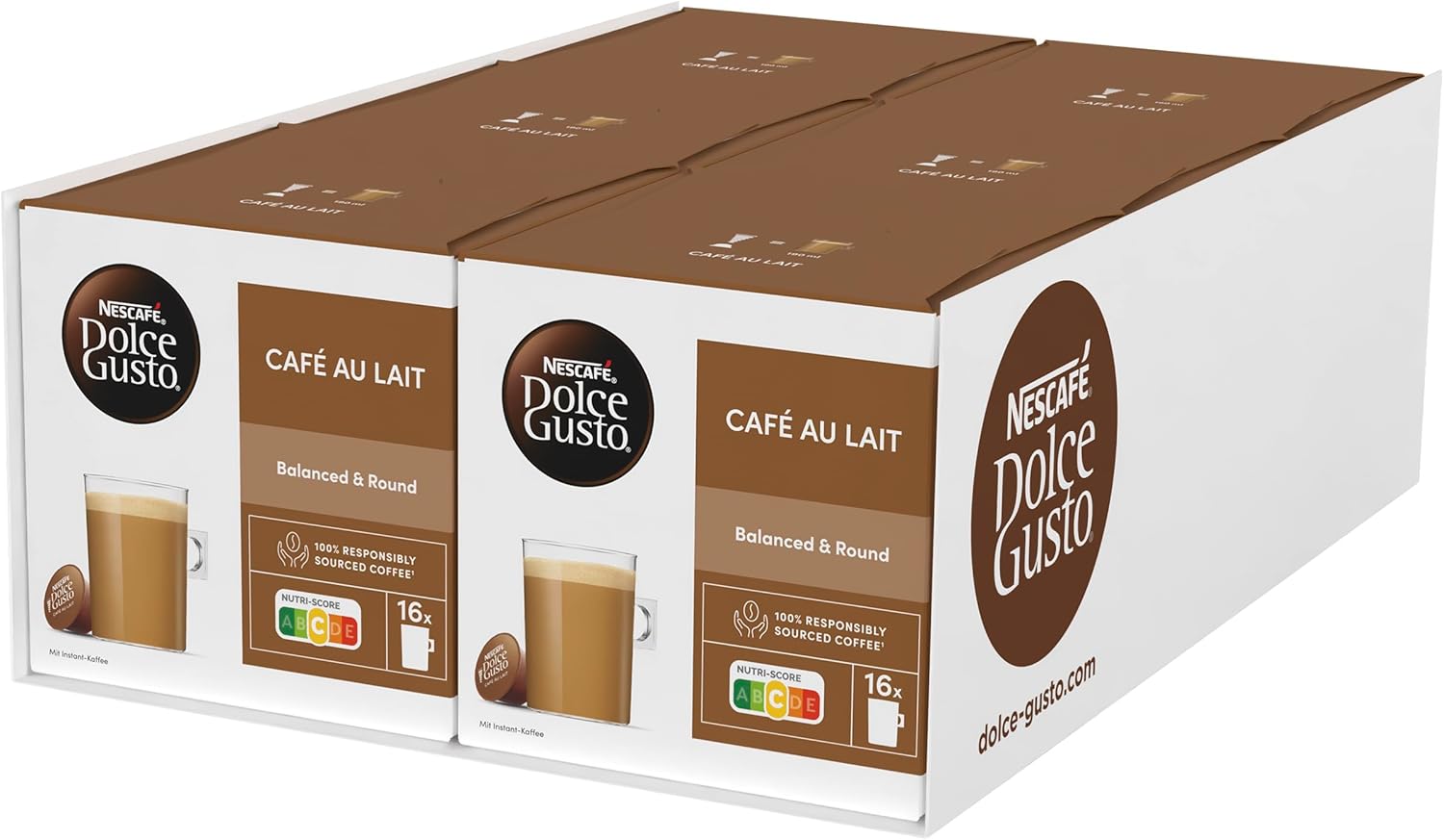 Nescafe Dolce Gusto Cafe au lait, Pack of 6 (16 capsules each)