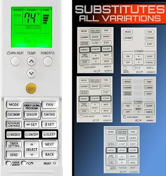 Replacement Remote Control for Fujitsu Air Condioners AR-REF1U AR-RED1U AR-REG1U AR-REY1U AR-REM1U AR-REF1E AR-REF2E AR-REA1E AR-REW1E AR-REF3E AR-REW3E AR-REA2E AR-REB1E AR-REW4E AR-REM4E AR-REB1E