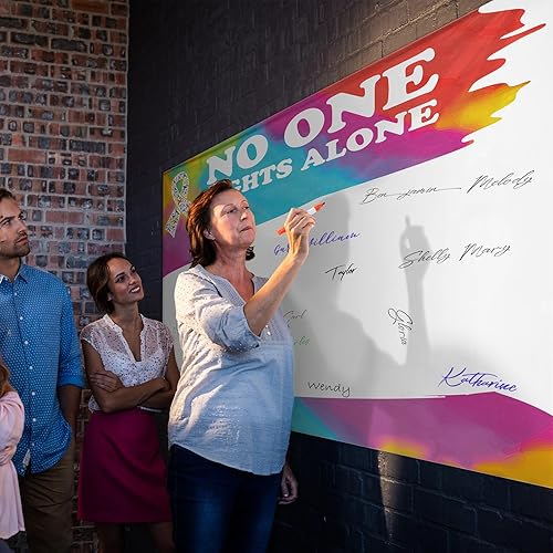 Miniatura 3 de Outus Cartel de autógrafo de cinta multicolor para concientización sobre el cáncer, 6 x 6 pies, póster consciente del cáncer, salud mental,