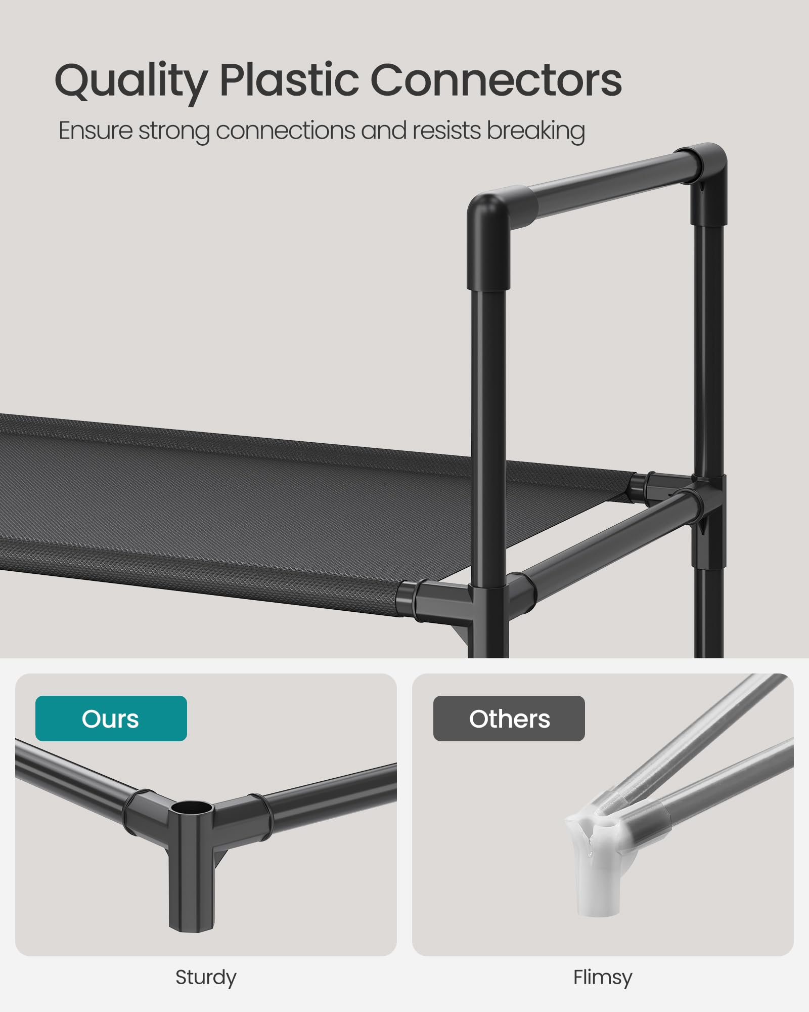 SONGMICS Zapatero, estante para zapatos de 10 niveles, organizador de | Marco de metal, estantes de tela no tejida, 11 x 37 x 68.9 pulgadas, para entrada, dormitorio, tinta negra ULSH11H