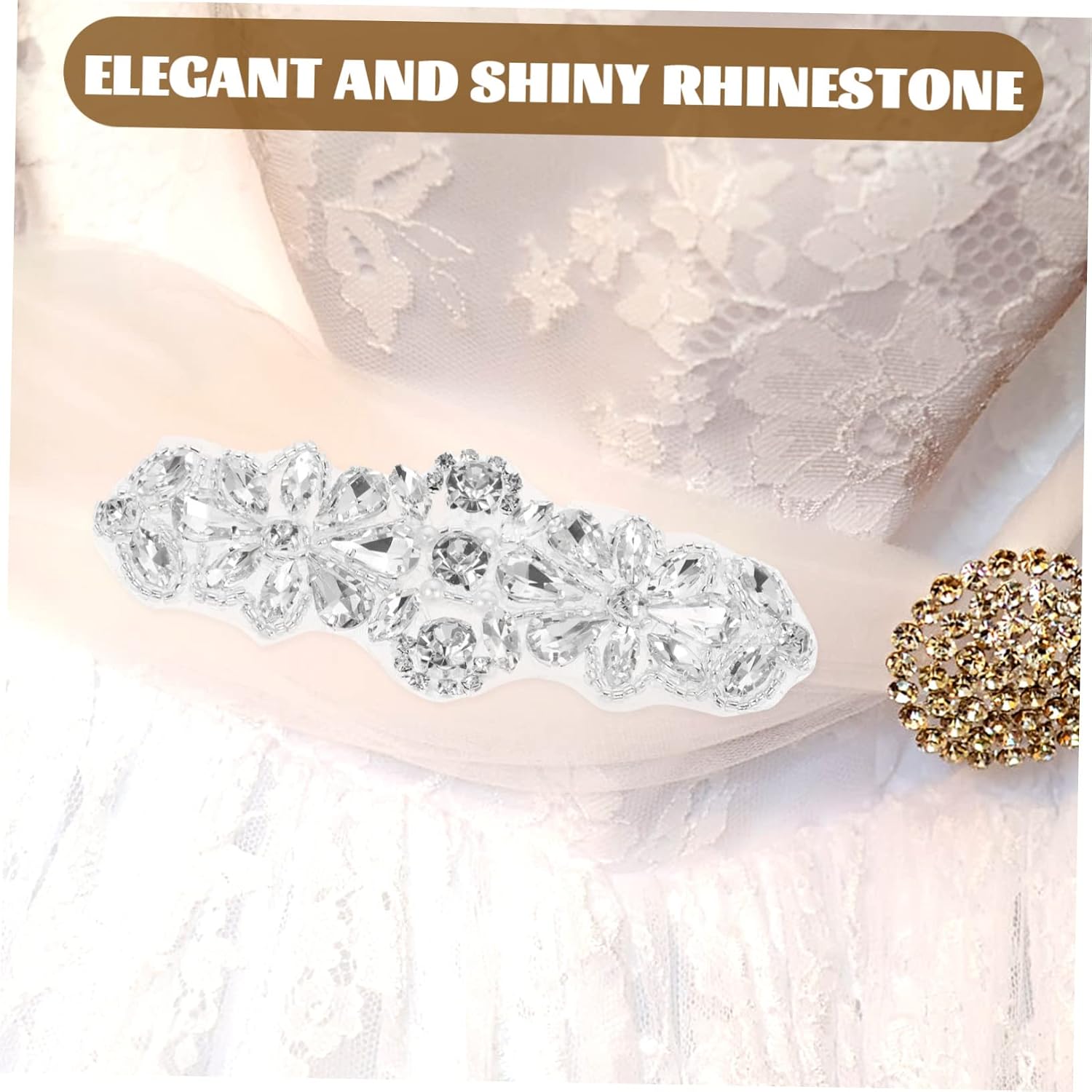 OSALADI Rhinestone Pearl Applique Patches for Bridal Belts DIY Wedding Dress Accessories Shiny Decorative Embellishments for Elegant Gowns and Special Occasions