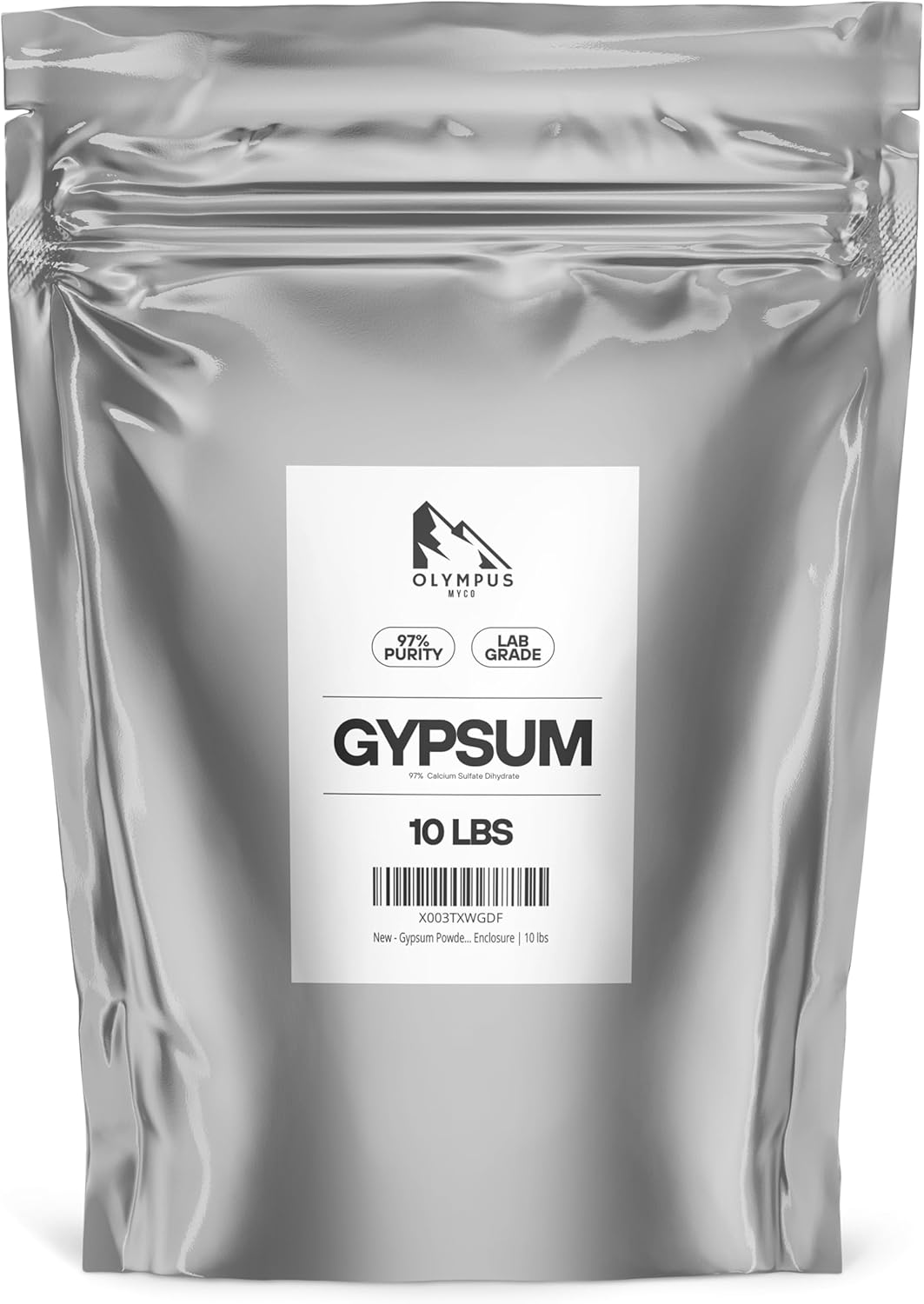 97% Pure Gypsum Powder – High Solubility Calcium Sulfate Dihydrate for Soil, Lawns, Gardens, and Mushroom Substrate – Packaged in HEPA Enclosure – 10 lb