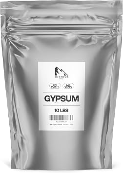 97% Pure Gypsum Powder High Solubility Calcium Sulfate Dihydrate for Soil, Lawns, Gardens, and Mushroom Substrate Packaged in HEPA Enclosure 10 lb
