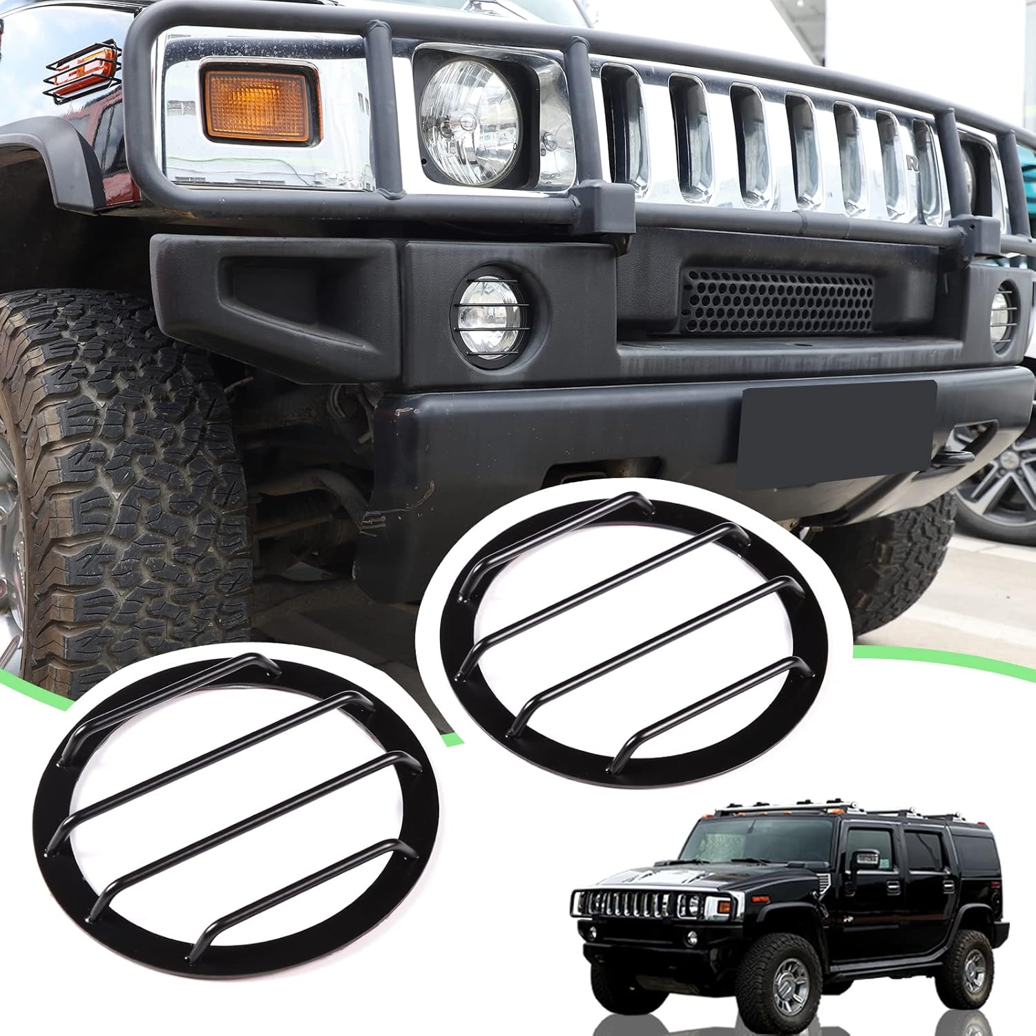 PIUGILH Front Fog Light Lamp Frame Trim Cover for Hummer H2 2003-2009,Lamp Hoods Guard Decorative Sticker Car Accessories