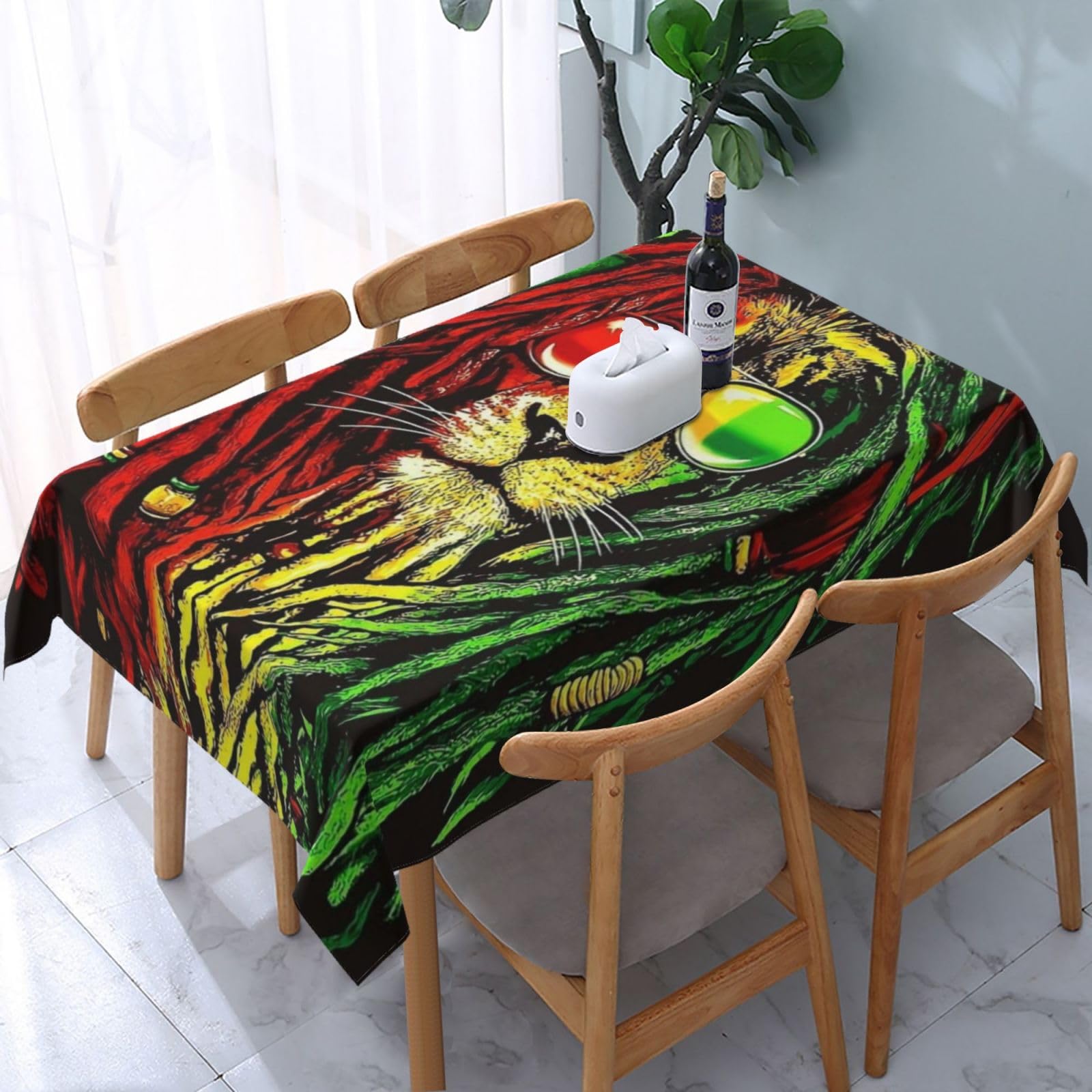HLBSDM Reggae Music Rectangle Tablecloth, Suitable for Wedding, Party and Restaurant Festival Gathering Event Polyester Fabric Decorative Tablecloth(54x72in)