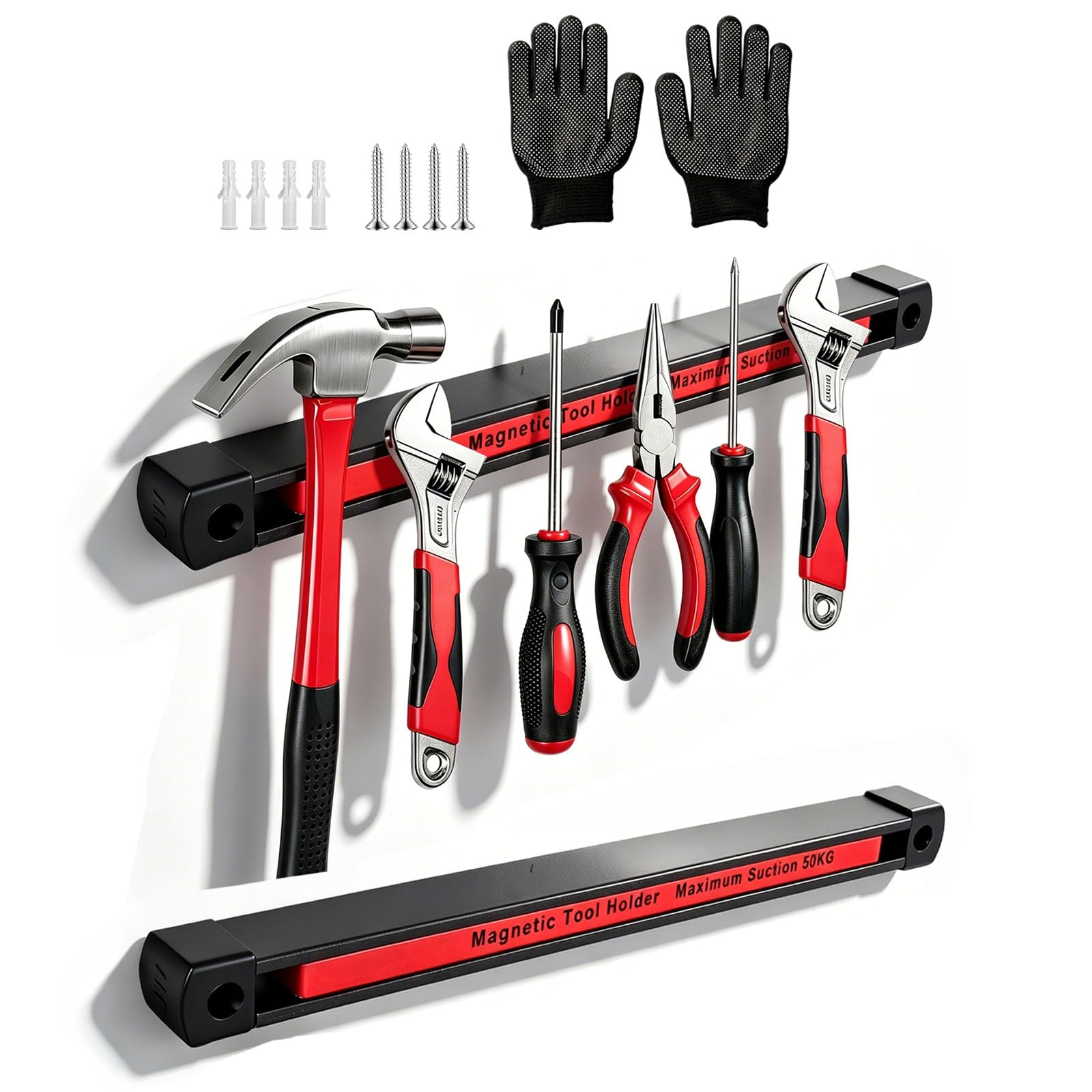 Double Sided Magnetic Tool Holder, 12 Inch Magnetic Tool Bar 2 Pack